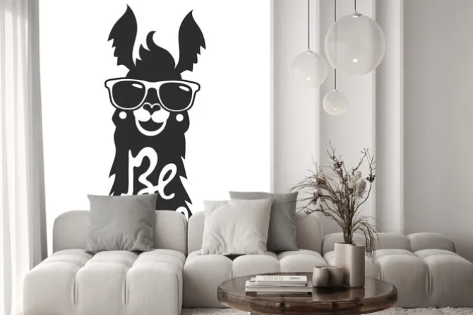 Naklejka: Ilustracji wektorowych stylowe lamy zwierzęcia w okularach. be