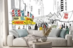 Naklejka: Ilustracji wektorowych z rynku ulicy w nowym jorku.