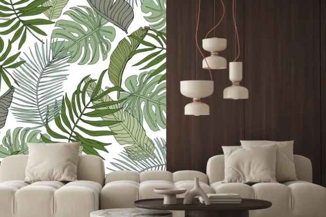 Naklejka: Ilustrowane liście tropikalne