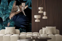 Naklejka: Ilustrowany lampart na drzewie