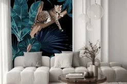 Naklejka: Ilustrowany lampart na drzewie