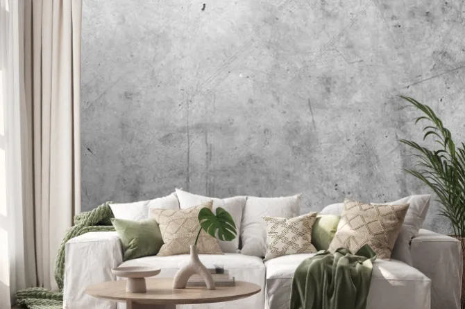 Naklejka: Imitacja betonu szara kamienna ściana