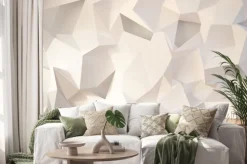 Naklejka: Imitacja ściany z bryłami 3d