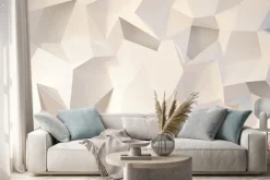 Naklejka: Imitacja ściany z bryłami 3d