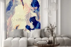 Naklejka: Imprints flying bird feathers mix seamless pattern. abstract