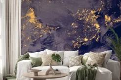 Naklejka: India and asia lights during night as it looks like from space.