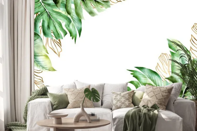 Naklejka: Isolated tropic palm leaves frame