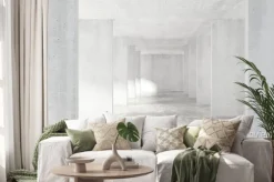 Naklejka: Jasne betonowe wnętrze z kolumnami tworzące tunel