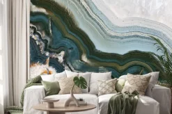 Naklejka: Jasne i ciemnoniebieskie fale w agacie