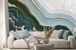 Naklejka: Jasne i ciemnoniebieskie fale w agacie