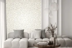 Naklejka: Jasny ornament roślinny na kremowym tle