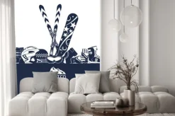 Naklejka: Jazda na nartach. ekstremalne sporty zimowe.