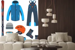 Naklejka: Jazda na nartach. ekstremalne sporty zimowe.