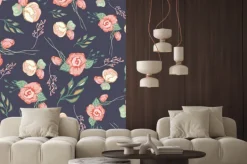 Naklejka: Jednolite kolorowe kwiatowy wzór 4 elementy