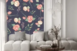 Naklejka: Jednolite kolorowe kwiatowy wzór 4 elementy