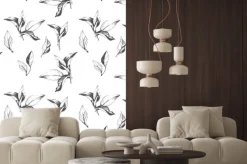 Naklejka: Jednolite tło z liści. szkic stylu.