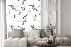 Naklejka: Jednolite tło z liści. szkic stylu.