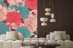 Naklejka: Jednolite tło z piwonii