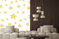 Naklejka: Jednolite wzór akwarela: wesołych świąt, żółtych gwiazd