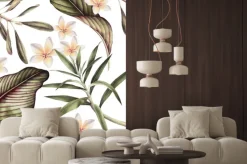 Naklejka: Jednolite wzór tropikalny kwiat, akwarela.