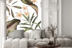 Naklejka: Jednolite wzór tropikalny kwiat, akwarela.