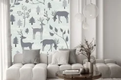 Naklejka: Jednolite wzór z jelenia w lesie zima