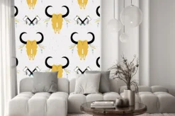 Naklejka: Jednolite wzór z dzikim czaszki.