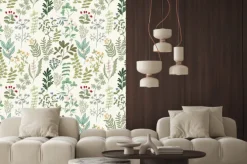 Naklejka: Jednolite wzór z kwiatów, ziół i liści