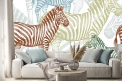 Naklejka: Jednolite wzór z afrykańskich zwierząt zebra.