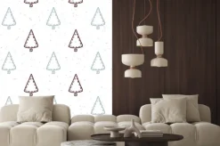 Naklejka: Jednolite wzór z ręcznie rysowane choinki. doodle tło wakacje