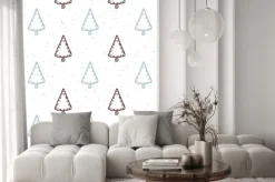 Naklejka: Jednolite wzór z ręcznie rysowane choinki. doodle tło wakacje