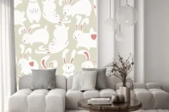 Naklejka: Jednolite wzór z cute białych królików