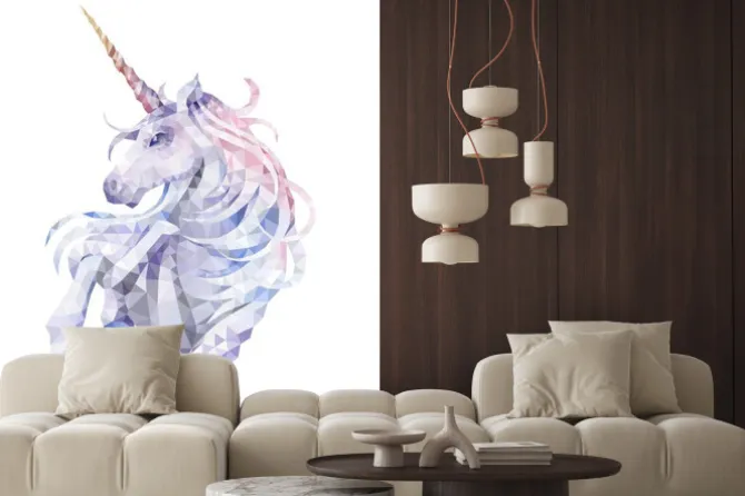 Naklejka: Jednorożec w geometryczne wzory