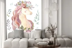 Naklejka: Jednorożec w kwiatach