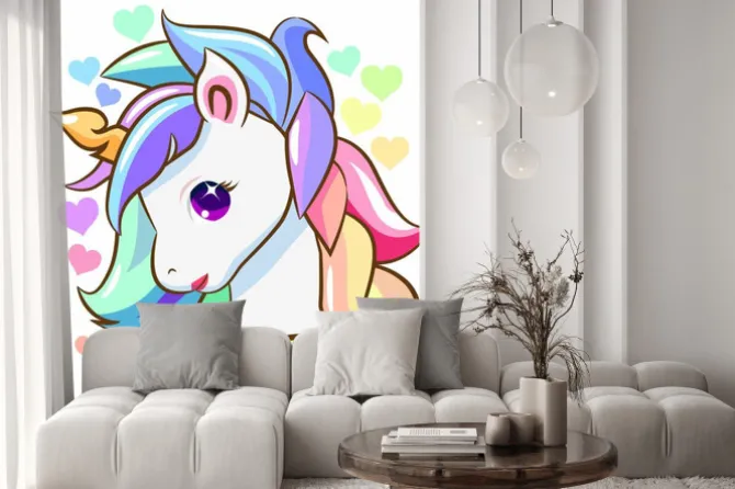 Naklejka: Jednorożec z tęczową grzywą