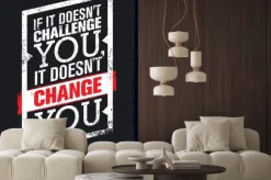 Naklejka: Jeżeli tak nie jest wyzwanie, to nie ma cię zmienić. sport motywacja