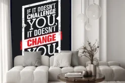 Naklejka: Jeżeli tak nie jest wyzwanie, to nie ma cię zmienić. sport motywacja