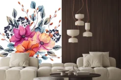 Naklejka: Jesienna kompozycja kwiatowa malowana akwarelą