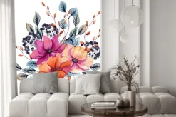 Naklejka: Jesienna kompozycja kwiatowa malowana akwarelą