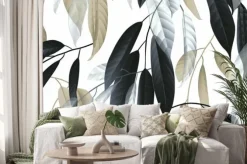 Naklejka: Jesienne liście na jasnym tle