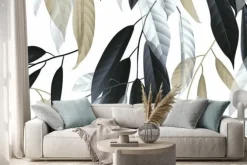 Naklejka: Jesienne liście na jasnym tle