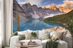 Naklejka: Jezioro moraine w sunrise, park narodowy banff, kanada