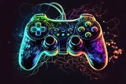 Naklejka: Joystick pad do gier w neonowych kolorach