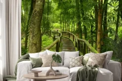 Naklejka: Jungla de tajlandia con puente de madera