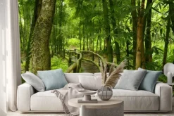 Naklejka: Jungla de tajlandia con puente de madera