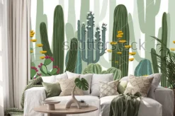 Naklejka: Kaktusy w kompozycji na białym tle