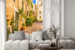 Naklejka: Kamienne schody w hiszpańskim miasteczku