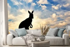 Naklejka: Kangaroo sylwetka na tle nieba
