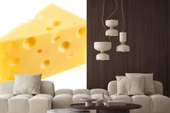 Naklejka: Kawałek sera izolowane. z wycinek ścieżki.