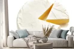 Naklejka: Kawałek sera sera na białym